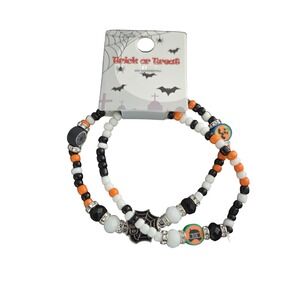 Halloween Bracelet Set Trick or Treat Spider Web Pumpkin‎ Charm Beads